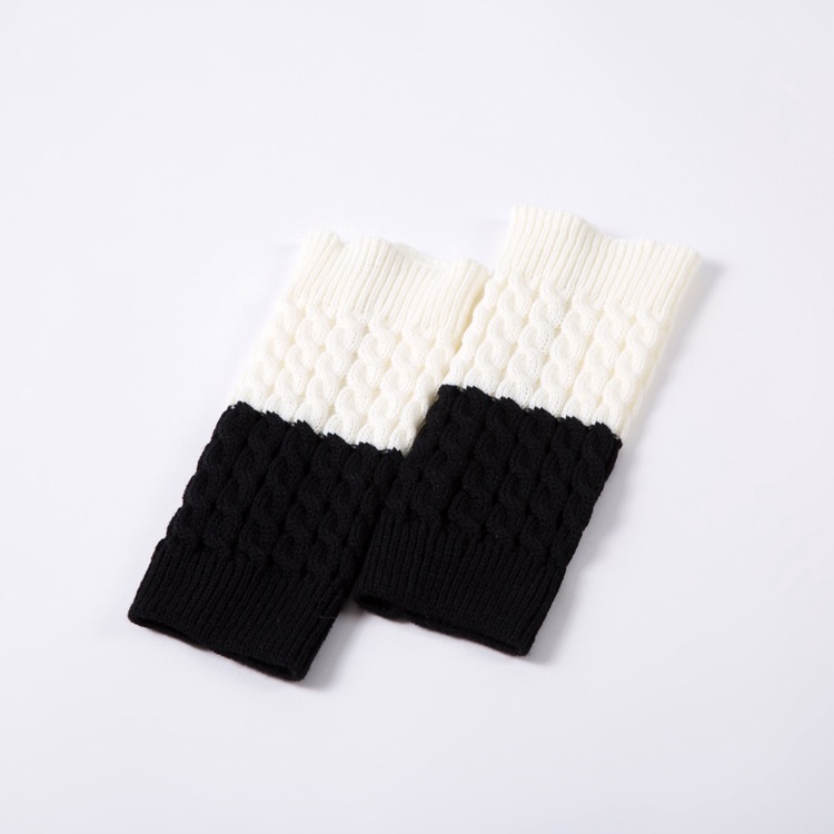 Women Patchwork Cable Knit Boot Cuffs Winter Long Leg Warmers Fashion Accessory